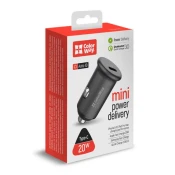 Auto punjač ColorWay 1USB (Power Delivery Port USB Type-C 20W) Sivi