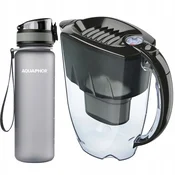 shumee Vrč Aquaphor Amethyst 2,8 l s pultom črne barve + steklenica City siva