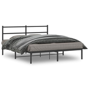 Vidaxl Kovinski posteljni okvir z vzglavjem črn 160x200 cm