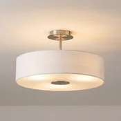 Stropna svetilka Lindby Josia, bela, tkanina, O 47 cm, E27 - Hodnik - Sodobni - bela, nikelj mat, krom - Tkanine/tekstil