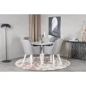 Venture Design Jedilna miza in stol set Plaza okrogla miza 100x75 cm bela 2 stola siva