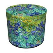 shumee Žametni tabure, Bertoni, vzorec perunik - okrogel dekorativni tabure, za dnevno sobo, valj 40 cm, eleganten, zadrga