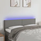 Vidaxl vidaXL Vzglavje postelje z LED diodo temno sivo 144x5x78/88 cm blago