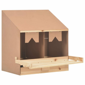 Vidaxl Gnezdišče za kokoši z 2 predelkoma 63x40x65 cm trdna borovina