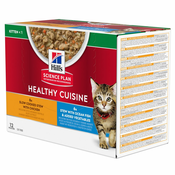 Hills Science Plan Kitten Healthy Cuisine s piščancem & oceansko ribo - 12x80 g