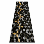 eoshop Preproga, Tekač GLOSS moderni 400B 86 eleganten, glamur, art deco, 3D geometrijska črna/zlata ( - Velikost: 70x200 cm)