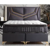 Casa Padrino Luxury Double Bed Purple/Gold - Different Sizes - Solid Wood Bed with Headboard and Mattress - Bedroom Furniture - Hotel Furniture - Luxury Furniture