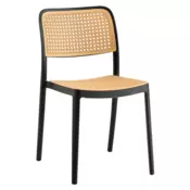 eoshop Zložljiv plastični stol RAVID Tip 1, črno/bež, za notranjo in zunanjo uporabo