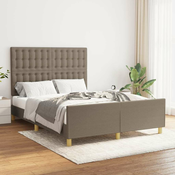 Greatstore Posteljni okvir z vzglavjem taupe 140x200 cm blago