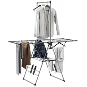 HOMCOM HOMCOM stojalo za perilo nerjaveče jeklo, plastika 156,5D x 68Š x 192V cm srebrno, (5000242312)