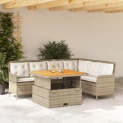 2-dijelni set vrtnih sofa od poliratana s jastucima bež