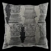 Casa Padrino luxury baroque decorative pillow pillars gray/black 43 x 43 cm - Printed velvet pillow - Baroque decorative accessories
