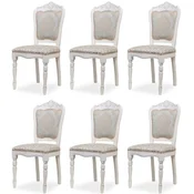 Casa Padrino luxury baroque dining chair set of 6 silver/beige/white H. 104 cm - Baroque dining room furniture