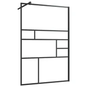 Vidaxl Pregrada za tuš s prozornim ESG steklom 115x195 cm črna