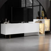 Hanah Home Tenon TV komoda sa LED osvetljenjem, bela/zlatna