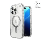 shumee Ovitek Speck Presidio Perfect-Clear Grip ClickLock & MagSafe - iPhone 16 Pro (prozoren/kromiran/srebrn)