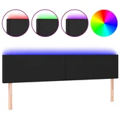 Vidaxl LED posteljno vzglavje črno 180x5x78/88 cm umetno usnje