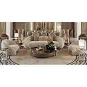 Casa Padrino Luxury Living Room Set Light Gray/Copper/Black - 2 Luxury Sofas & 2 Luxury Armchairs & 1 Luxury Coffee Table & 2 Luxury Side Tables - Living Room Furniture - Luxury Furniture