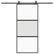 vidaXL vidaXL Drsna vrata z opremo črna 90x205 cm kaljeno steklo, (21749552)