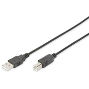 Digitus Digitus USB 2.0 Priključni kabel [1x Moški konektor USB 2.0 tipa A-1x Moški konektor USB 2.0 tipa B] 1.8 m Črna Okrogel, Dvojn