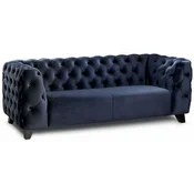Casa Padrino Luxury Chesterfield 3 Seater Sofa Blue/Black 217 cm