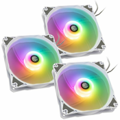 Bitspower Notos RGB PWM ventilator, 120mm, bela, 3-paket
