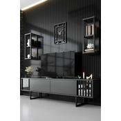 HANAH HOME TV polica Chrome Line Anthracite Black