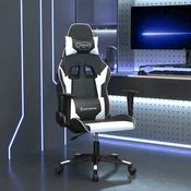 Vidaxl Masažni gaming stol črno in belo umetno usnje