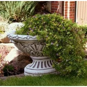 Casa Padrino baroque garden decorative flower pot gray 36 x 26 x H. 40 cm - Oval baroque style plant pot - Baroque garden decoration - Baroque terrace decoration - Baroque decoration accessories