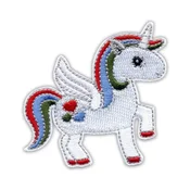 shumee Našitek Mavrični samorog s srčki - Podloga za likanje/toplotno varjenje - Vezen našitek/značka/emblem
