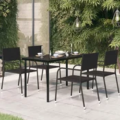 Vrtni blagovaonski stol crni 140x70x74 cm od celika i stakla
