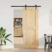 vidaXL Drsna vrata NARVIK Naravna in črna 85 x 210 cm (152,5 cm)