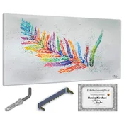 shumee Monica Mirafiori I 100 % ROČNO POSLIKANA I Slika perja 140x70cm | Ročno poslikana slika | Akrilna slika | Zelo velika akrilna slika I Moderna umetnost I Umetniške slike