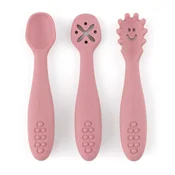 PETITE&MARS Silikonske žlice za hranjenje 3 kosi 6 m+ Take&Match, Dusty Rose