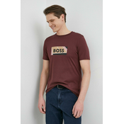 Pamucna majica BOSS boja: bordo, s tiskom