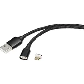 Renkforce Renkforce USB kabel USB 2.0 USB-A vtič\, USB-mikro-B vtič 1.00 m črna magnetni vtič RF-4746074, (20415742)