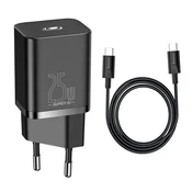 BASEUS glavni punjac s Type-C prikljuckom 25W, PD brzi punjac + Type-C kabel, CRNCCCJG25CE_B