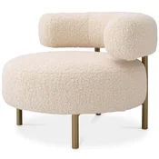 Casa Padrino luxury armchair cream/brass 85 x 80 x H. 65 cm - Living room armchair - Hotel armchair - Living room furniture - Luxury furniture - Living room furnishings - Luxury furnishings