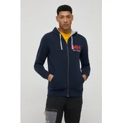Pamucna dukserica Helly Hansen za muškarce, boja: tamno plava, s kapuljacom, tiskom, 34163-597