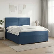 vidaXL Postelja boxspring z vzmetnico Modra 140 x 200 cm Blago