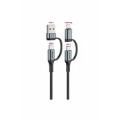 SWISSTEN USB kabel 4v1, USB-A/USB-C/Lightning, 1,5m