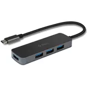 USB hub ttec - 4 u 1 Multiport, 4x USB-A Converter, USB-C, crni