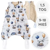 shumee BabyU, celoletna spalna vreča z nogavicami in nogavicami, dvojna zadrga, 1,5 TOG, 9-18 M