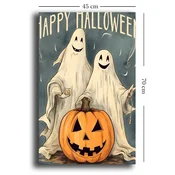 WallXpert slika na platnu 4570HALC-017, natpis Happy Halloween sa dva duha i bundevom, 45 x 70 cm