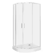 KERRA Polkrožna tuš kabina SOLID RA 80X100 desna, krom profili, prozorno steklo 6mm + tuš kad