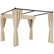 OUTSUNNY Gazebo pergola 3x3 m s stranskimi stenami in zložljivo streho, zunanji gazebo iz kovine in poliestra 180g/m2, za vrt, teraso in poslovne dejavnosti, bež