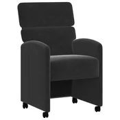 Vidaxl Jedilni stoli s kolesi 2 szt. Črna 58 x 65 x 98 cm Žamet