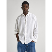 White Mens Linen Shirt Pepe Jeans - Mens