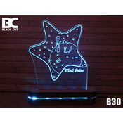 Black Cut 3D Lampa Mali Princ 1 Svetlo plava