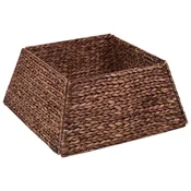 Vidaxl Ovratnik za božično drevo Kvadrat Rjava 60 x 60 x 28 cm